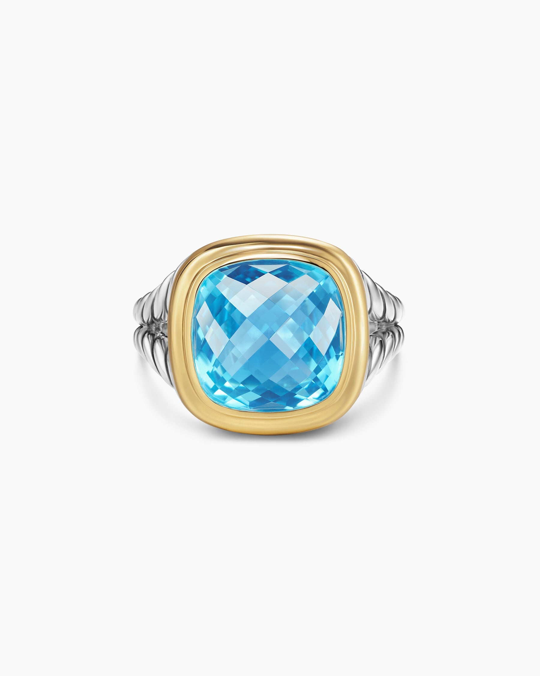 Albion® Ring in Sterling Silver with 18K Yellow Gold and Blue Topaz, 11mm