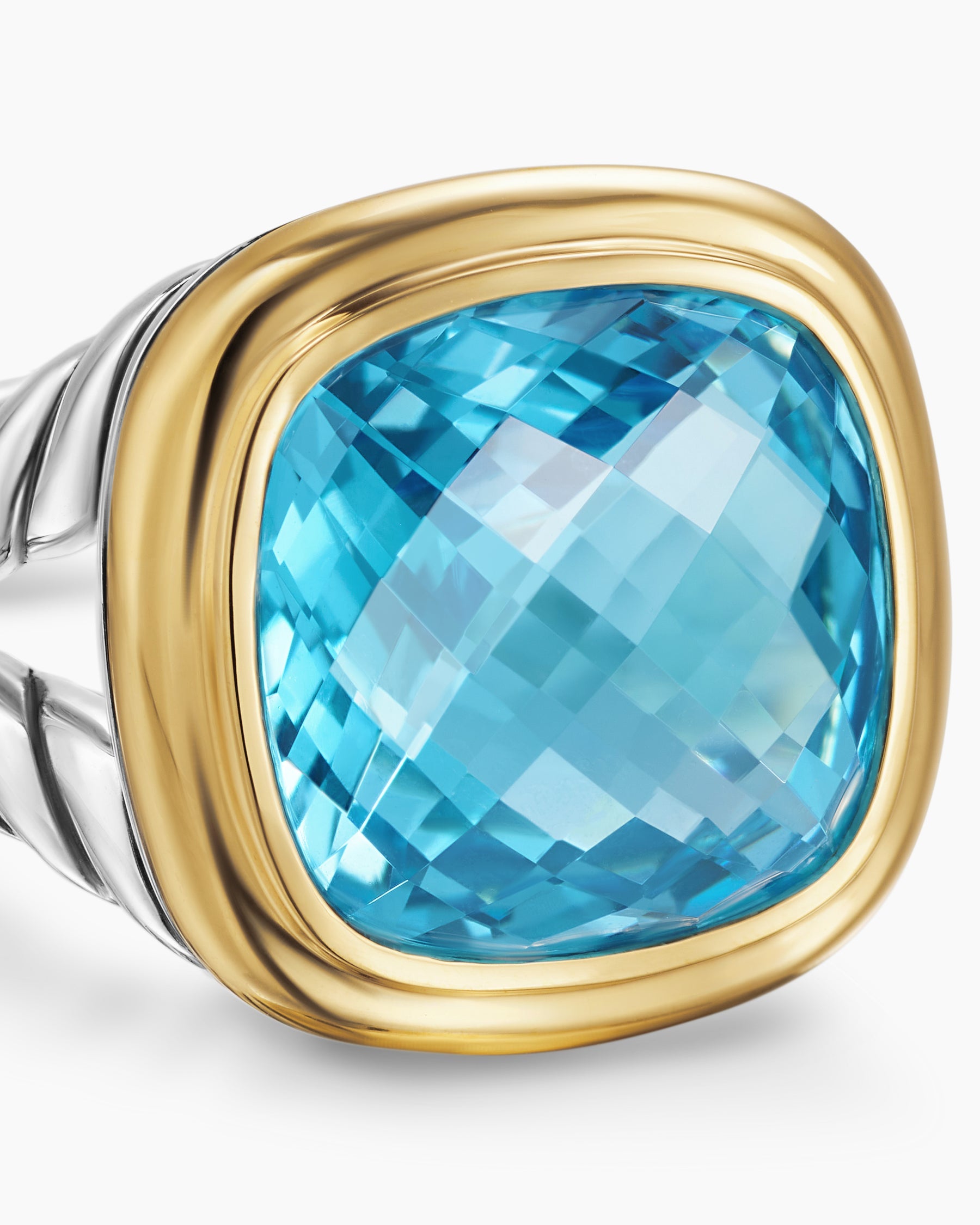 Albion® Ring in Sterling Silver with 18K Yellow Gold and Blue Topaz, 11mm