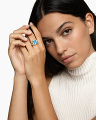 Albion® Ring in Sterling Silver with 18K Yellow Gold and Blue Topaz, 11mm