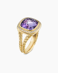 Albion® Ring in 18K Yellow Gold with Amethyst and Diamonds, 11mm