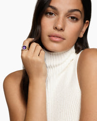 Albion® Ring in 18K Yellow Gold with Amethyst and Diamonds, 11mm