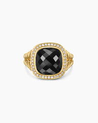Albion® Ring in 18K Yellow Gold with Black Onyx and Diamonds, 11mm
