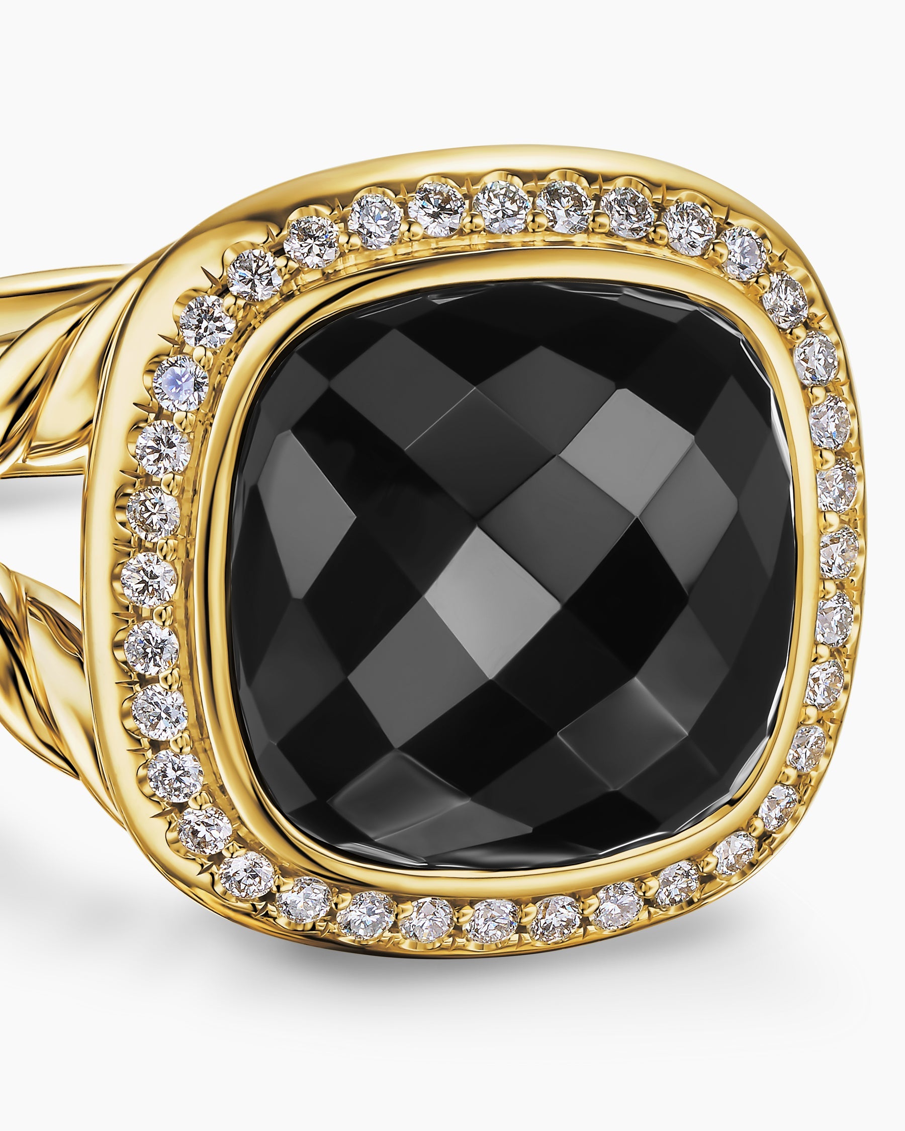Albion® Ring in 18K Yellow Gold with Black Onyx and Diamonds, 11mm