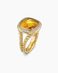 Albion® Ring in 18K Yellow Gold with Citrine and Diamonds, 11mm