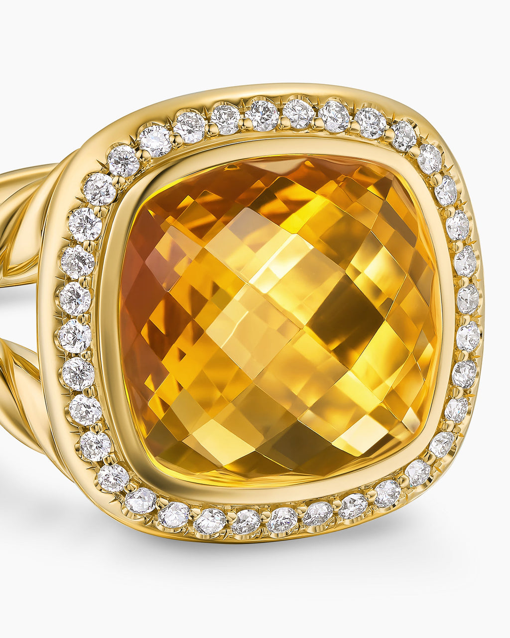 Albion® Ring in 18K Yellow Gold with Citrine and Diamonds, 11mm