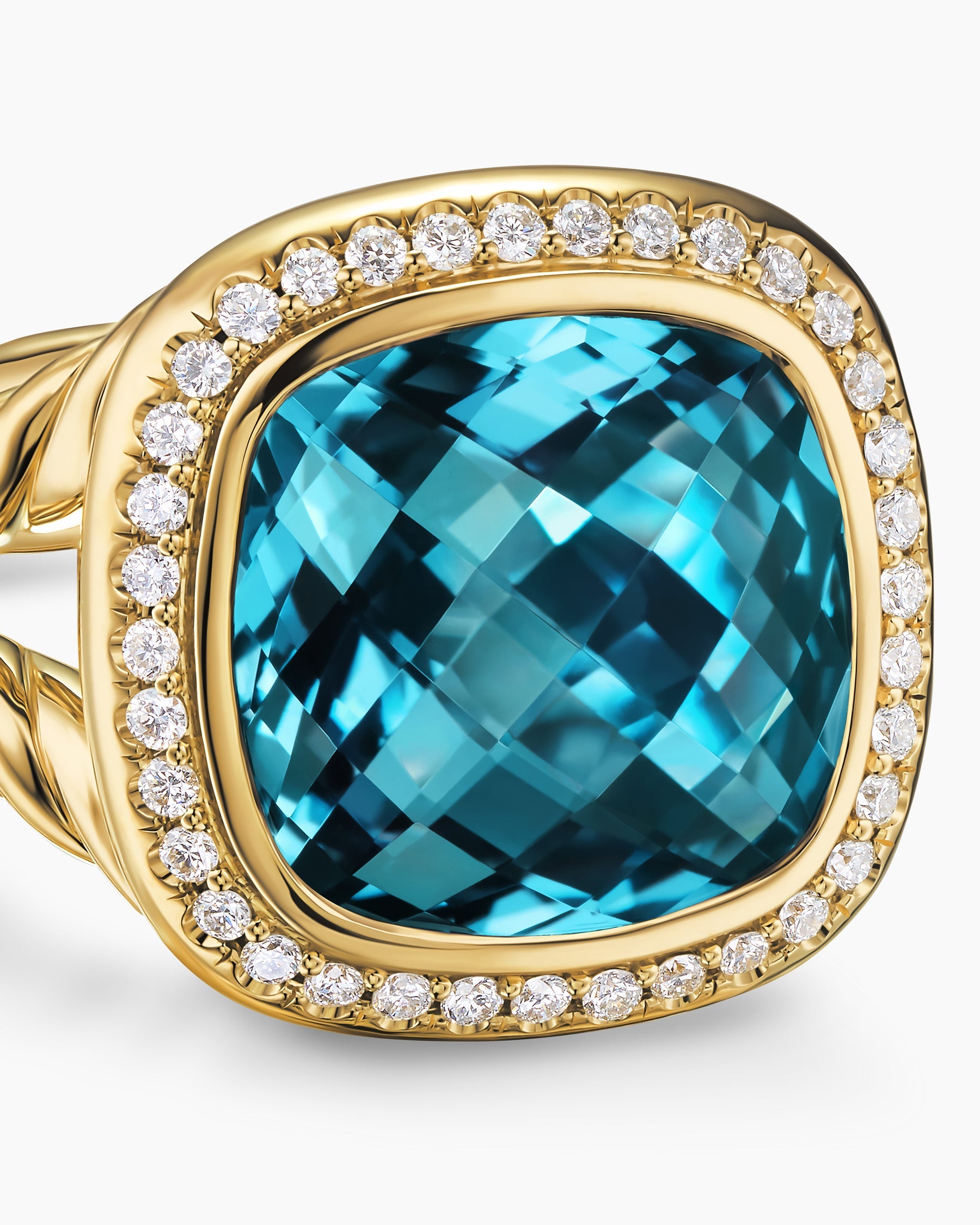 Albion® Ring in 18K Yellow Gold with Hampton Blue Topaz and Diamonds, 11mm