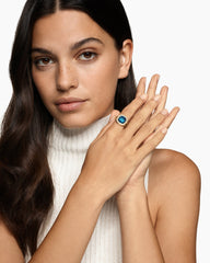 Albion® Ring in 18K Yellow Gold with Hampton Blue Topaz and Diamonds, 11mm