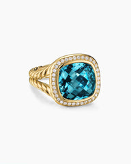 Albion® Ring in 18K Yellow Gold with Hampton Blue Topaz and Diamonds, 11mm