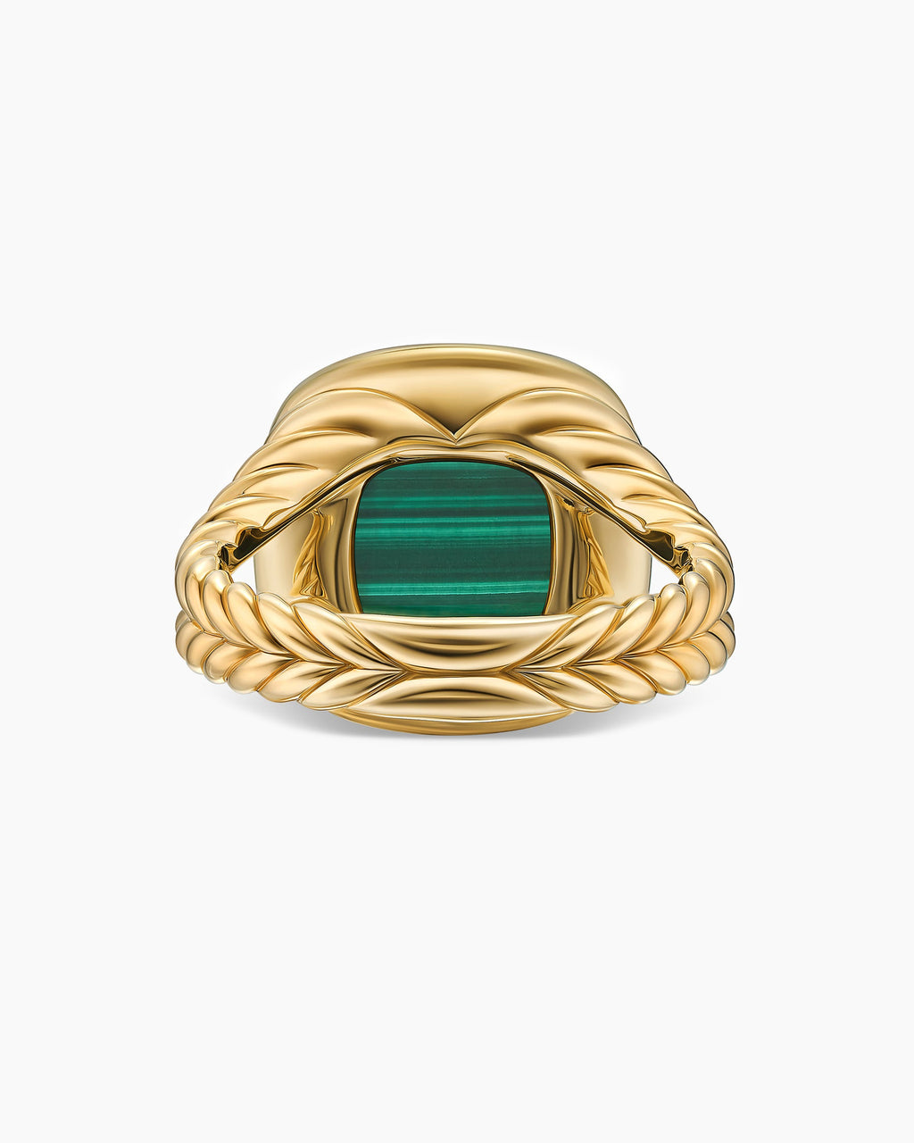 Albion® Ring in 18K Yellow Gold with Malachite and Diamonds, 11mm