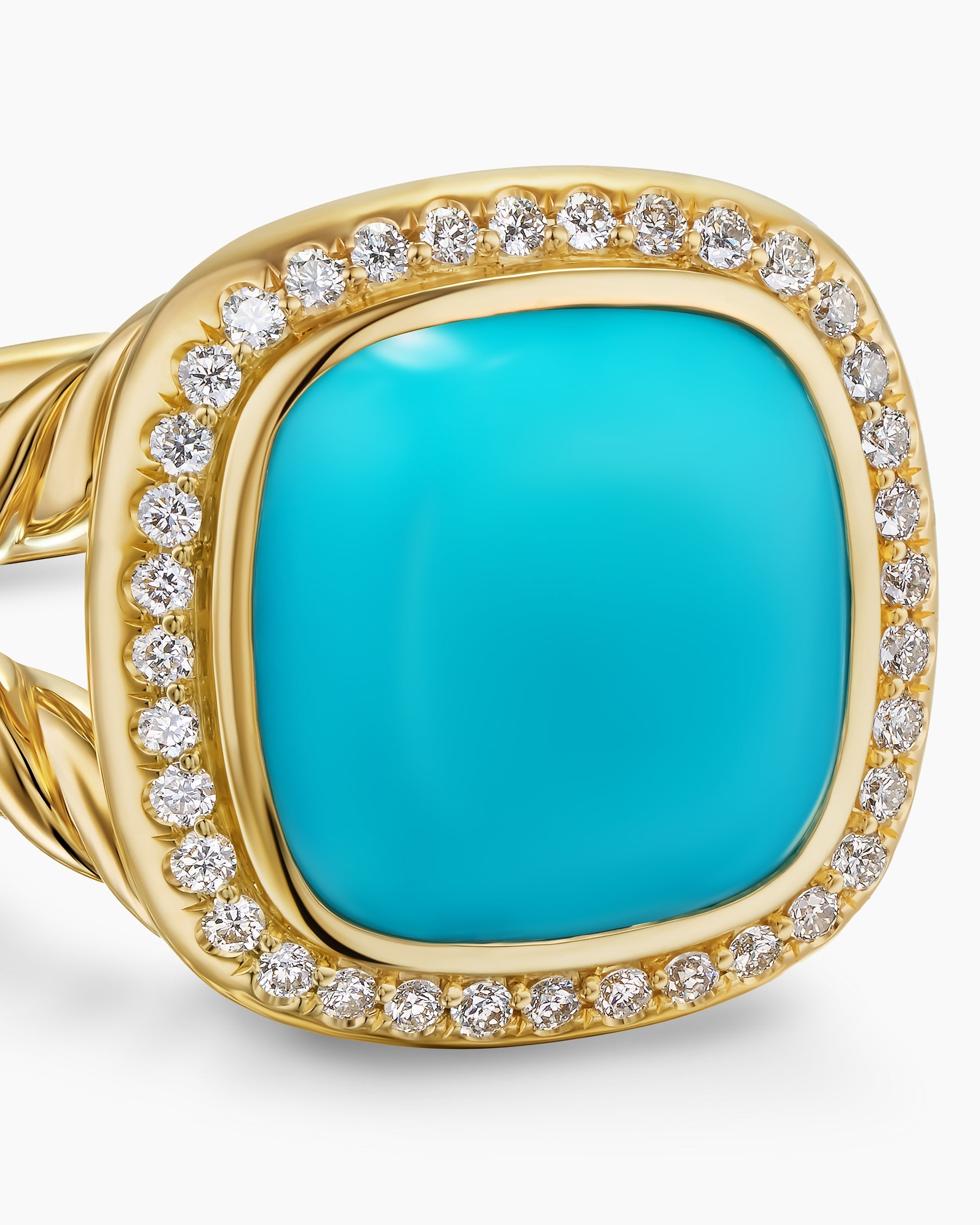 Albion® Ring in 18K Yellow Gold with Turquoise and Diamonds, 11mm