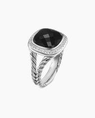 Albion® Ring in Sterling Silver with Black Onyx and Diamonds, 11mm