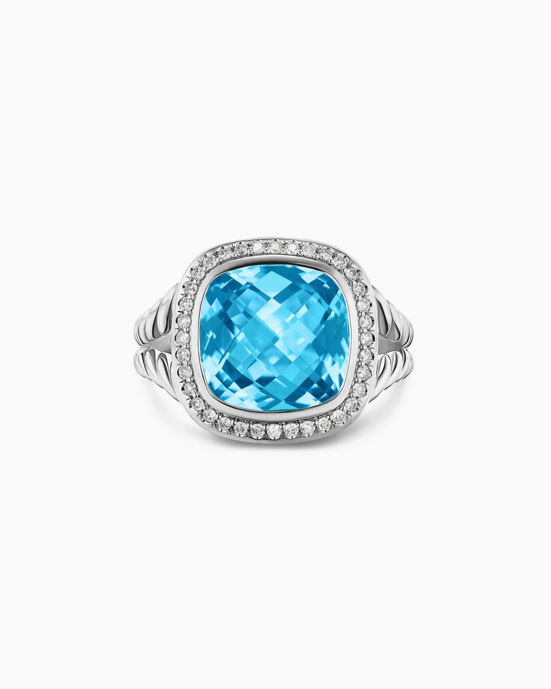 Albion® Ring in Sterling Silver with Blue Topaz and Diamonds, 11mm