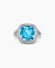 Albion® Ring in Sterling Silver with Blue Topaz and Diamonds, 11mm