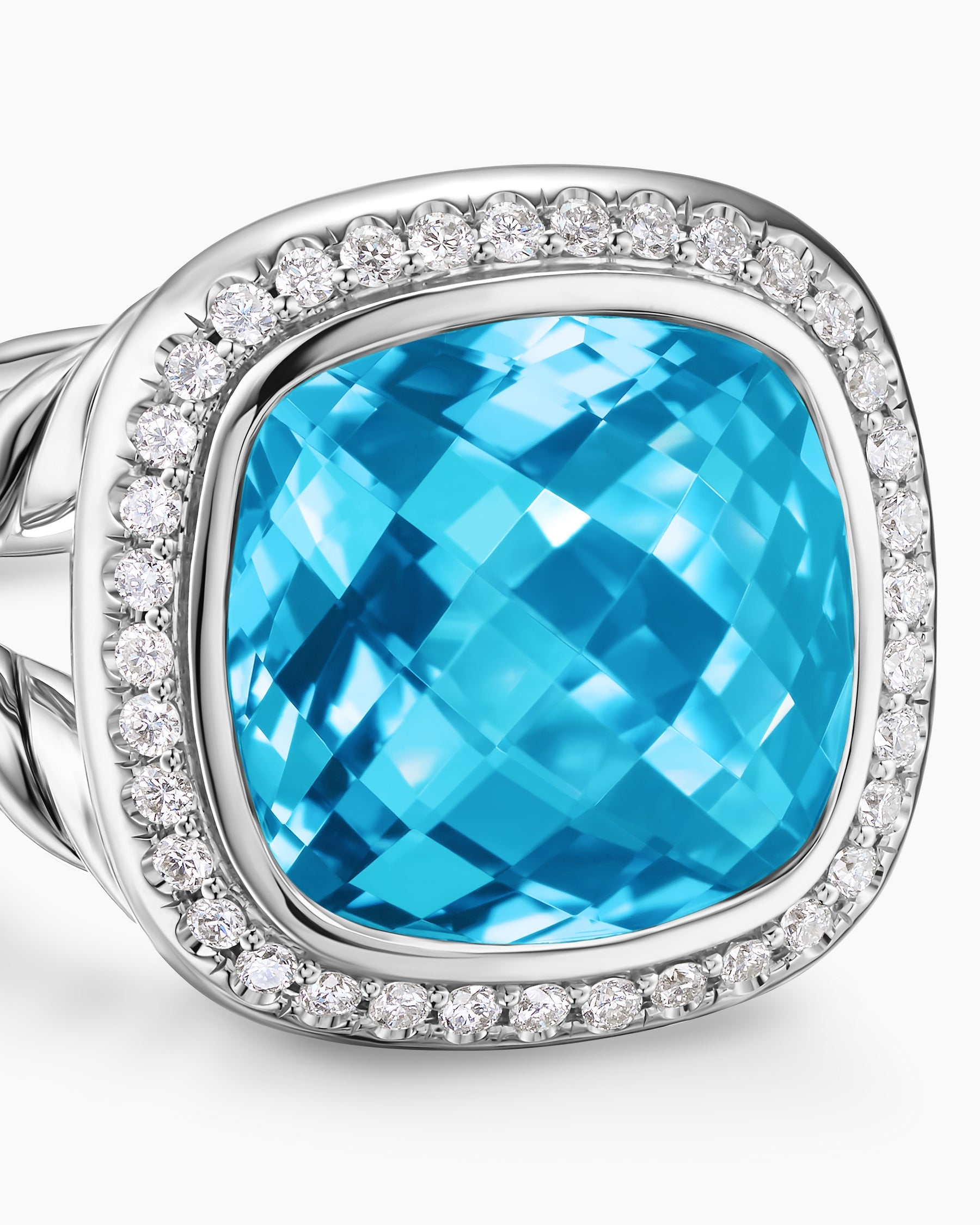 Albion® Ring in Sterling Silver with Blue Topaz and Diamonds, 11mm