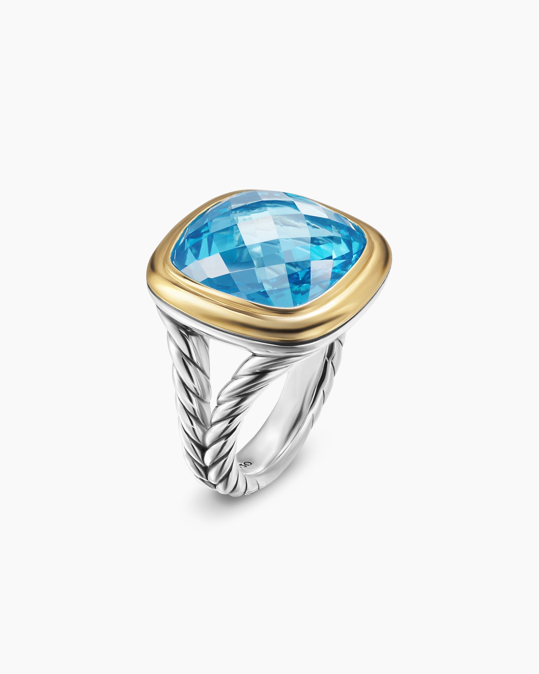 Albion® Ring in Sterling Silver with 18K Yellow Gold and Blue Topaz, 15mm