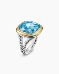 Albion® Ring in Sterling Silver with 18K Yellow Gold and Blue Topaz, 15mm