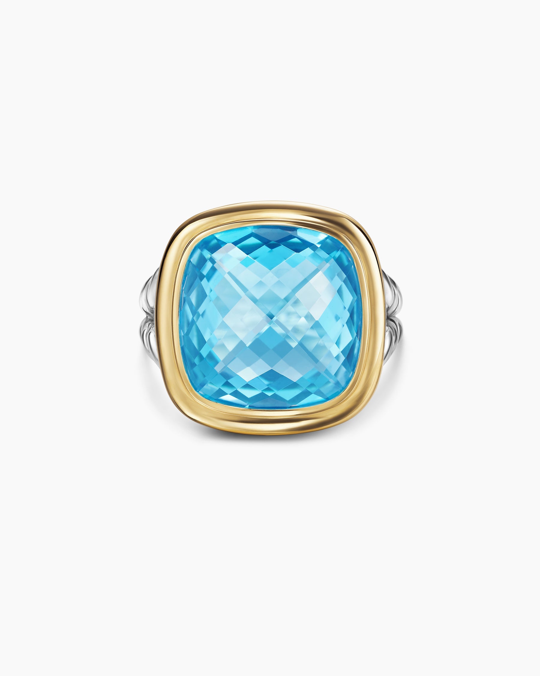 Albion® Ring in Sterling Silver with 18K Yellow Gold and Blue Topaz, 15mm