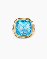 Albion® Ring in Sterling Silver with 18K Yellow Gold and Blue Topaz, 15mm