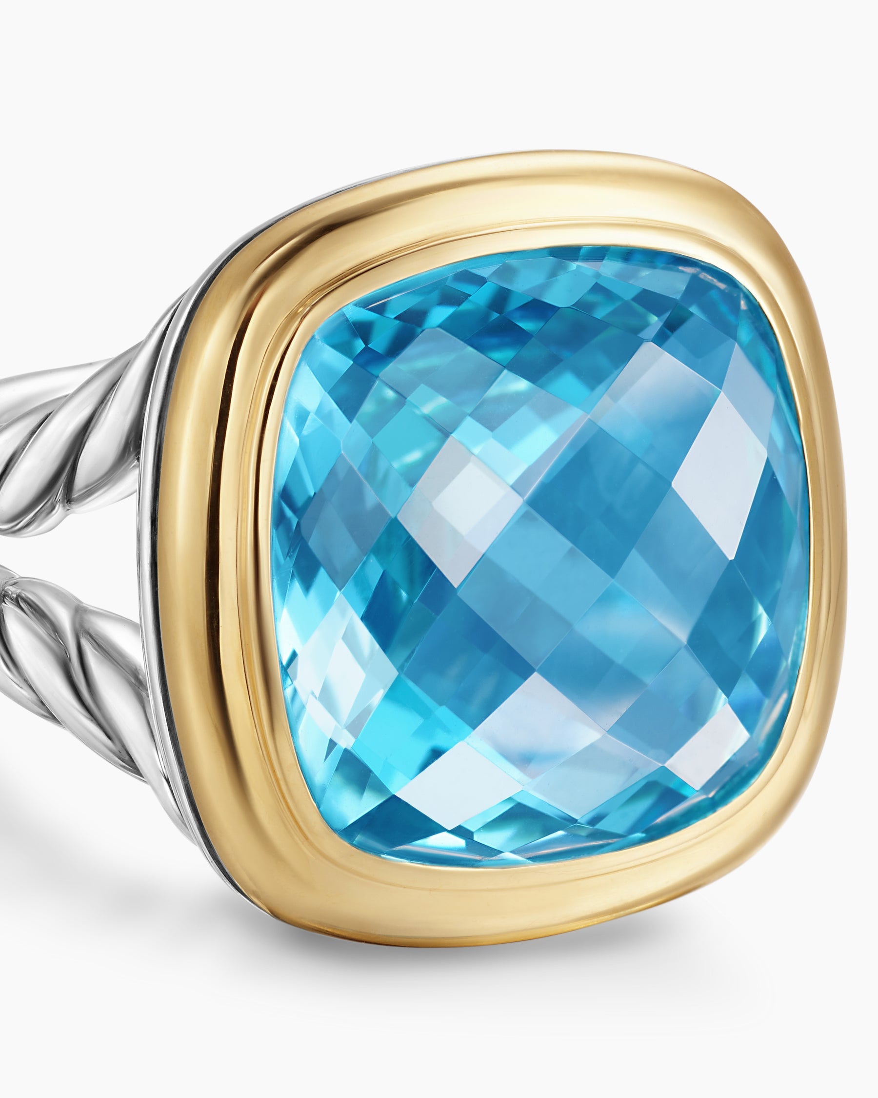 Albion® Ring in Sterling Silver with 18K Yellow Gold and Blue Topaz, 15mm