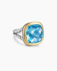 Albion® Ring in Sterling Silver with 18K Yellow Gold and Blue Topaz, 15mm