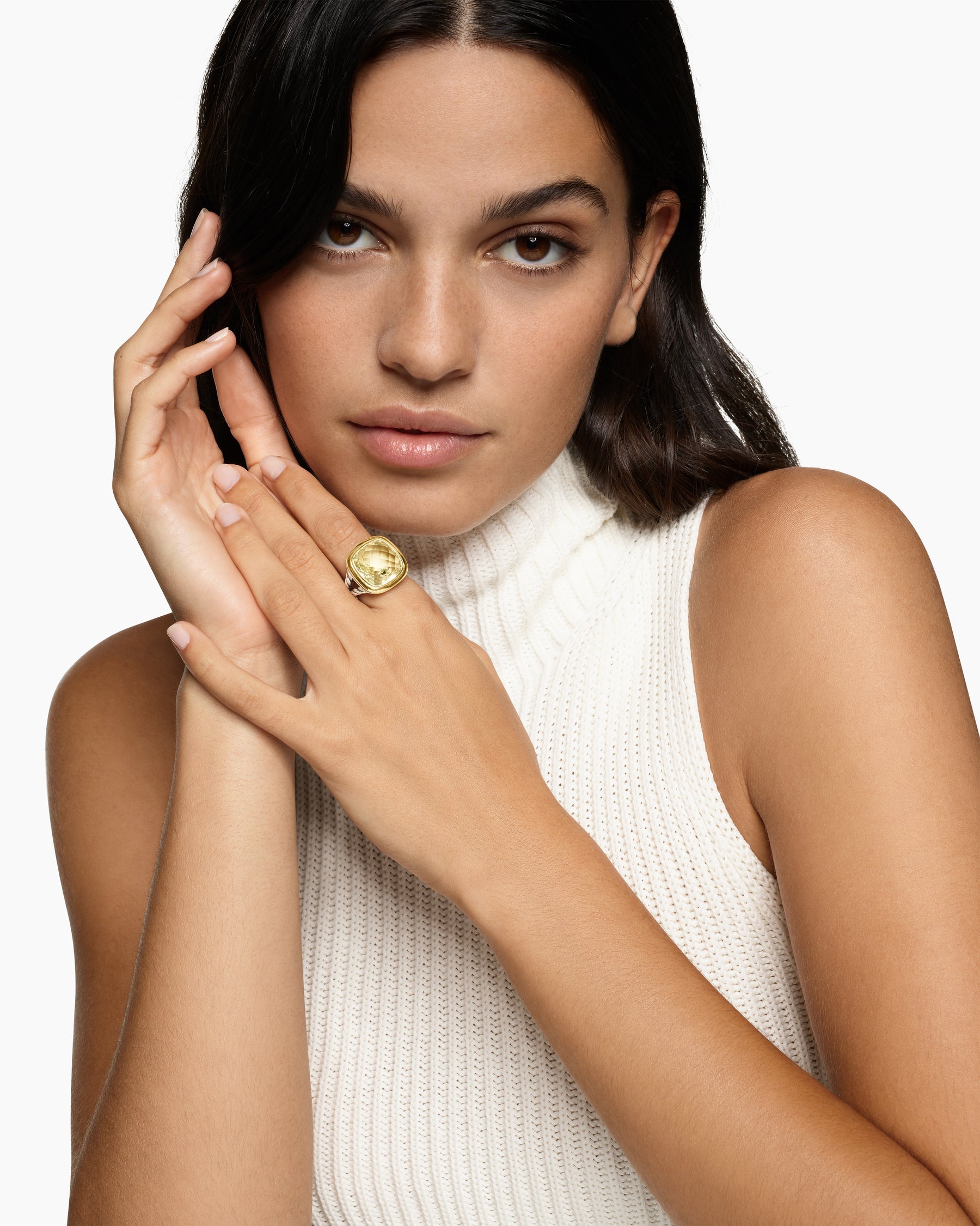 Albion® Ring in Sterling Silver with 18K Yellow Gold and Champagne Citrine, 15mm