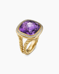 Albion® Ring in 18K Yellow Gold with Amethyst and Diamonds, 15mm