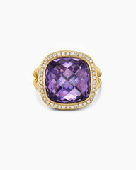 Albion® Ring in 18K Yellow Gold with Amethyst and Diamonds, 15mm