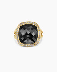 Albion® Ring in 18K Yellow Gold with Black Onyx and Diamonds, 15mm