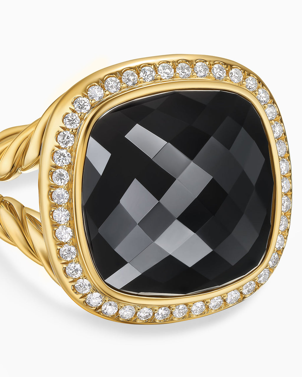 Albion® Ring in 18K Yellow Gold with Black Onyx and Diamonds, 15mm