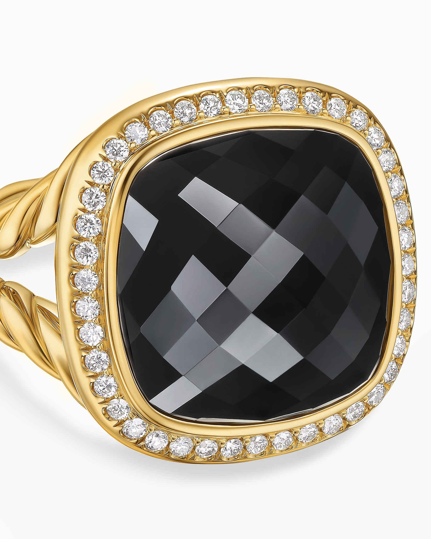 Albion® Ring in 18K Yellow Gold with Black Onyx and Diamonds, 15mm