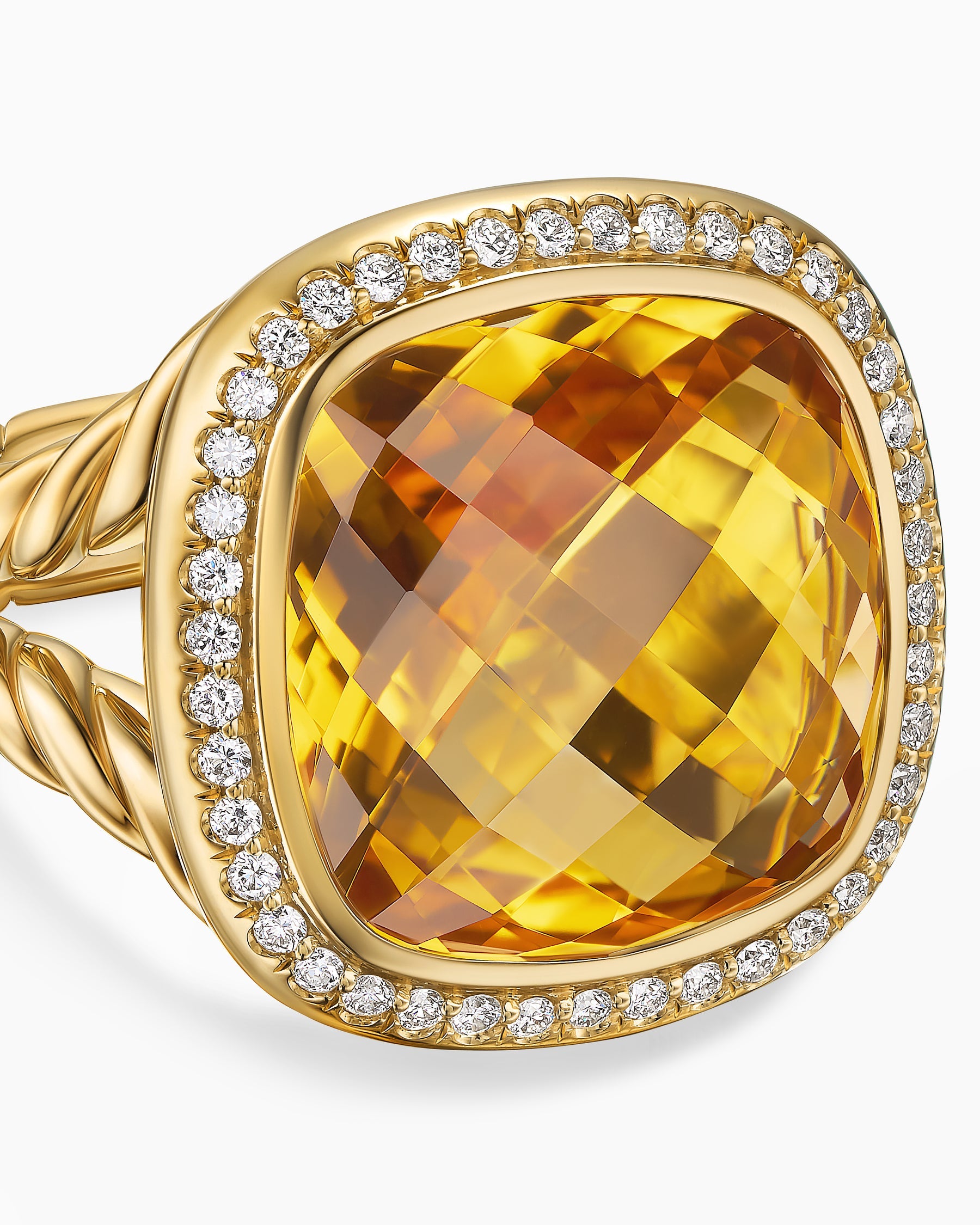 Albion® Ring in 18K Yellow Gold with Citrine and Diamonds, 15mm