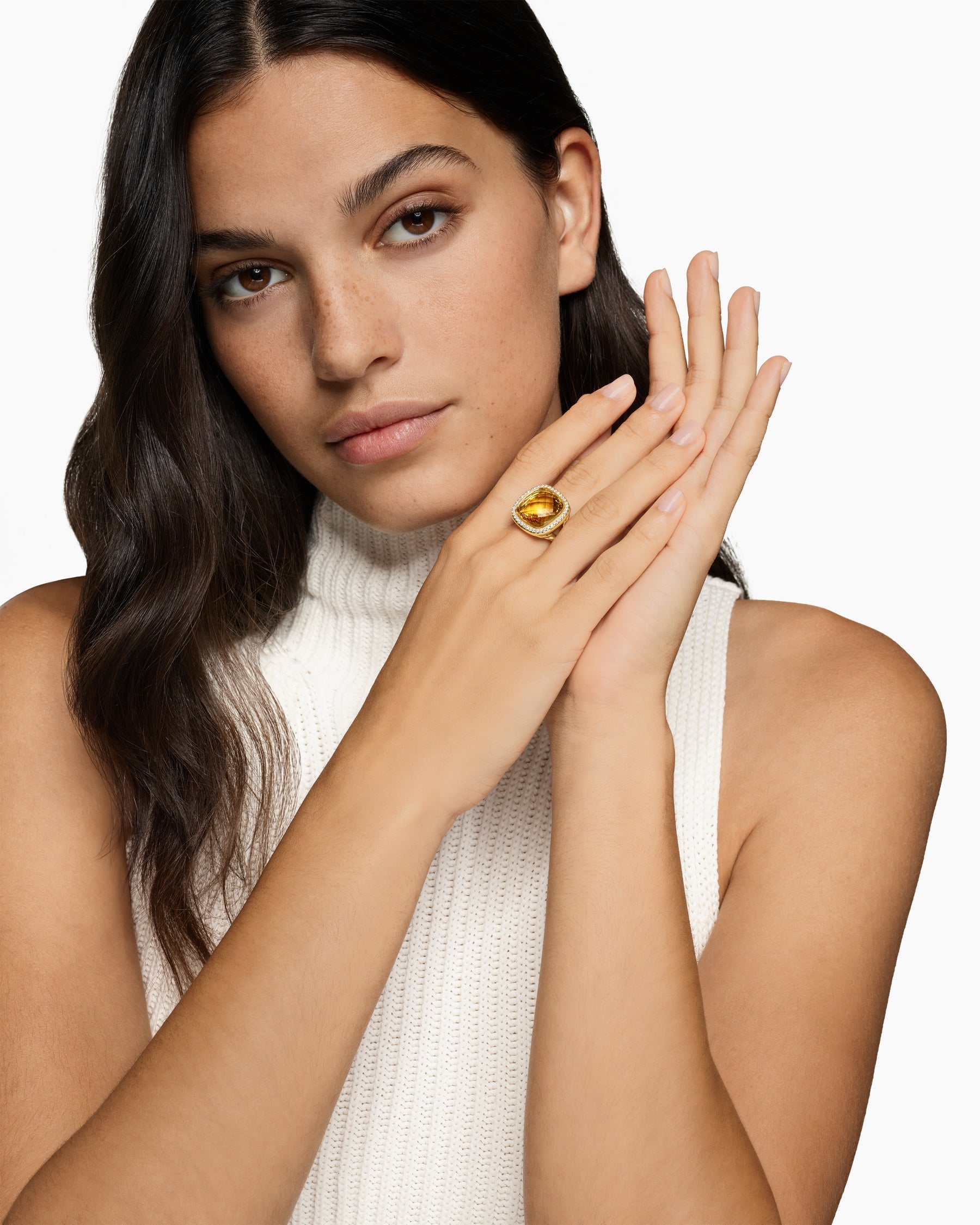 Albion® Ring in 18K Yellow Gold with Citrine and Diamonds, 15mm