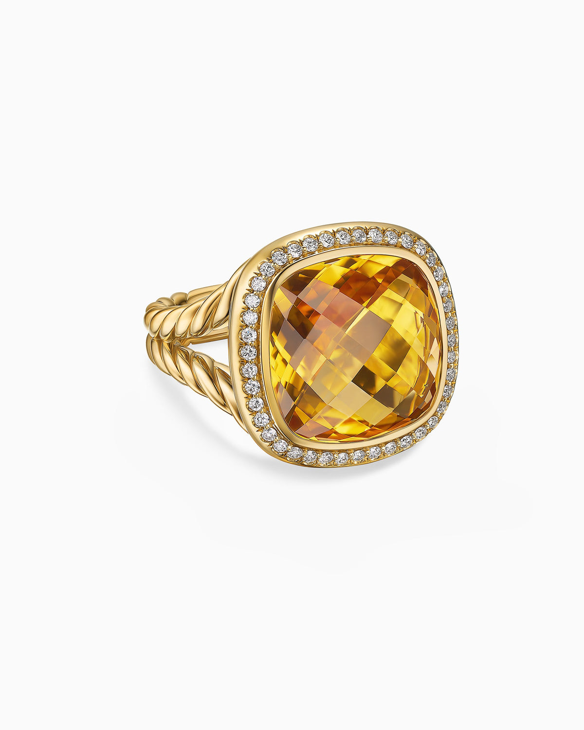 Albion® Ring in 18K Yellow Gold with Citrine and Diamonds, 15mm