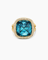 Albion® Ring in 18K Yellow Gold with Hampton Blue Topaz and Diamonds, 15mm