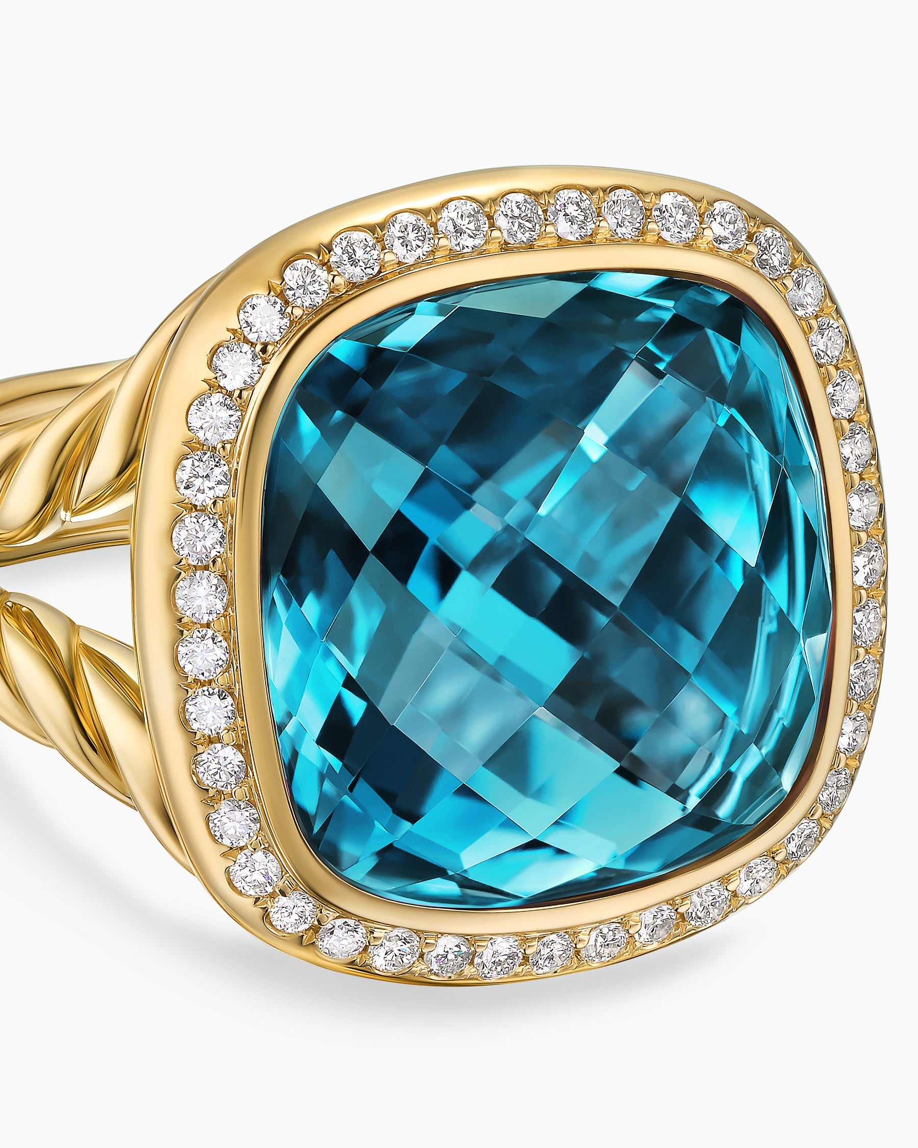 Albion® Ring in 18K Yellow Gold with Hampton Blue Topaz and Diamonds, 15mm