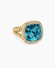 Albion® Ring in 18K Yellow Gold with Hampton Blue Topaz and Diamonds, 15mm
