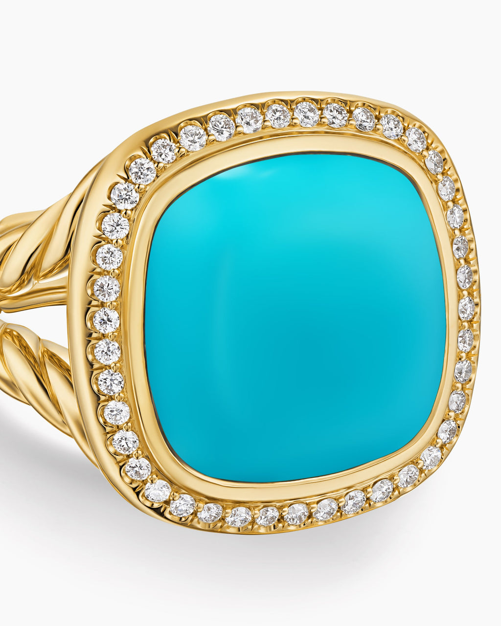 Albion® Ring in 18K Yellow Gold with Turquoise and Diamonds, 15mm