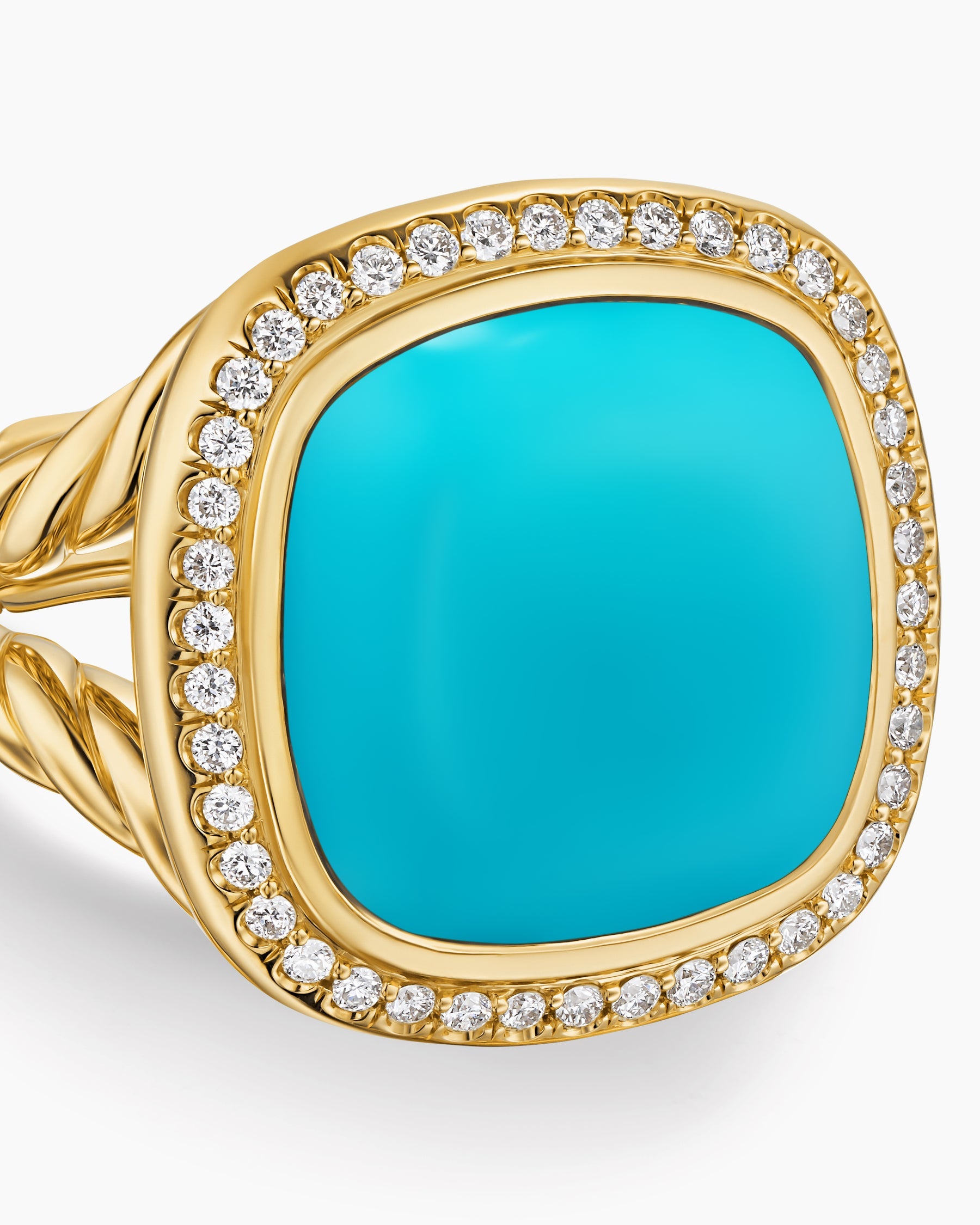 Albion® Ring in 18K Yellow Gold with Turquoise and Diamonds, 15mm