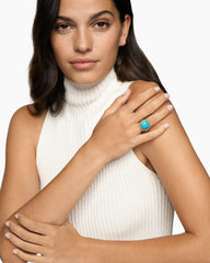 Albion® Ring in 18K Yellow Gold with Turquoise and Diamonds, 15mm