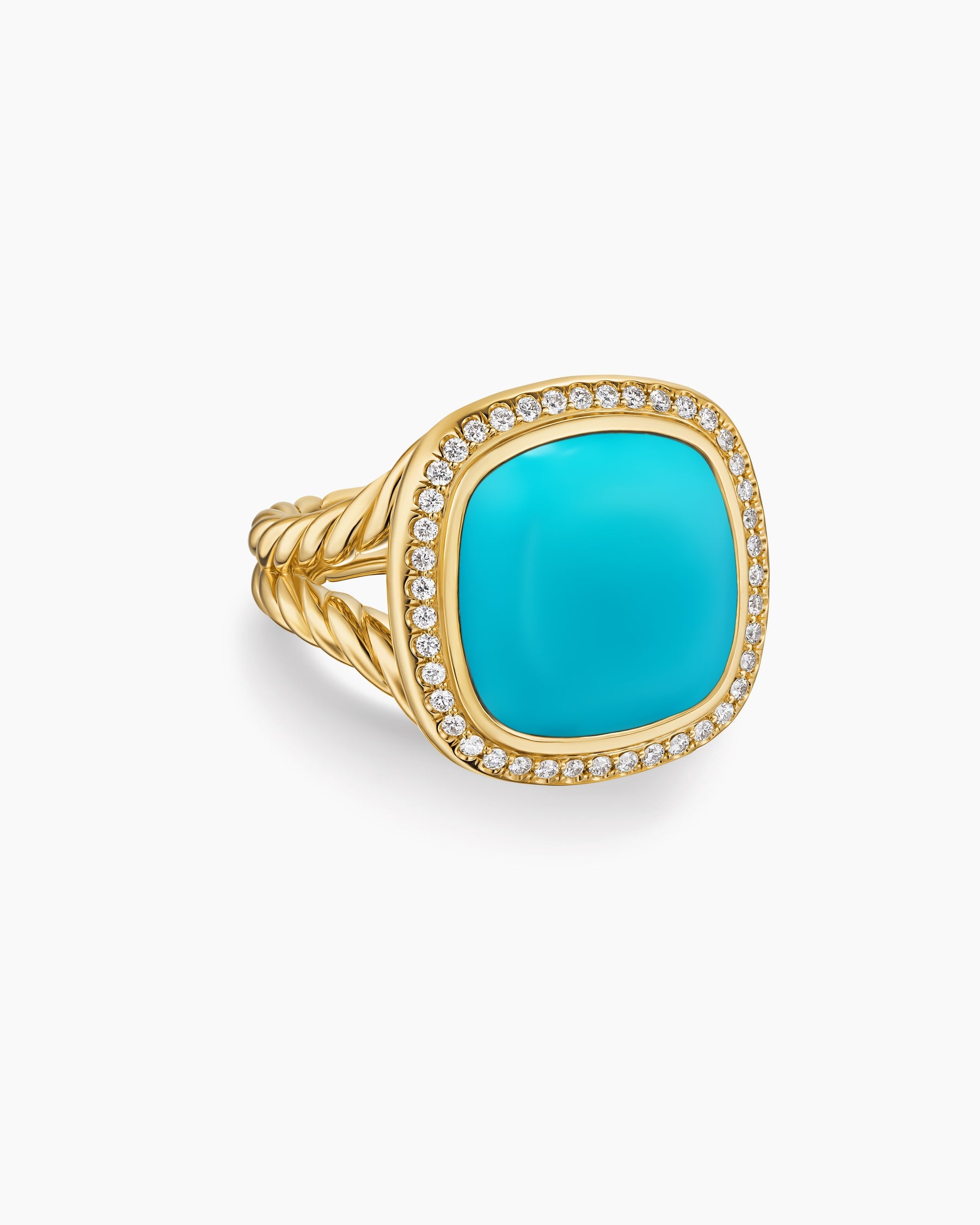 Albion® Ring in 18K Yellow Gold with Turquoise and Diamonds, 15mm