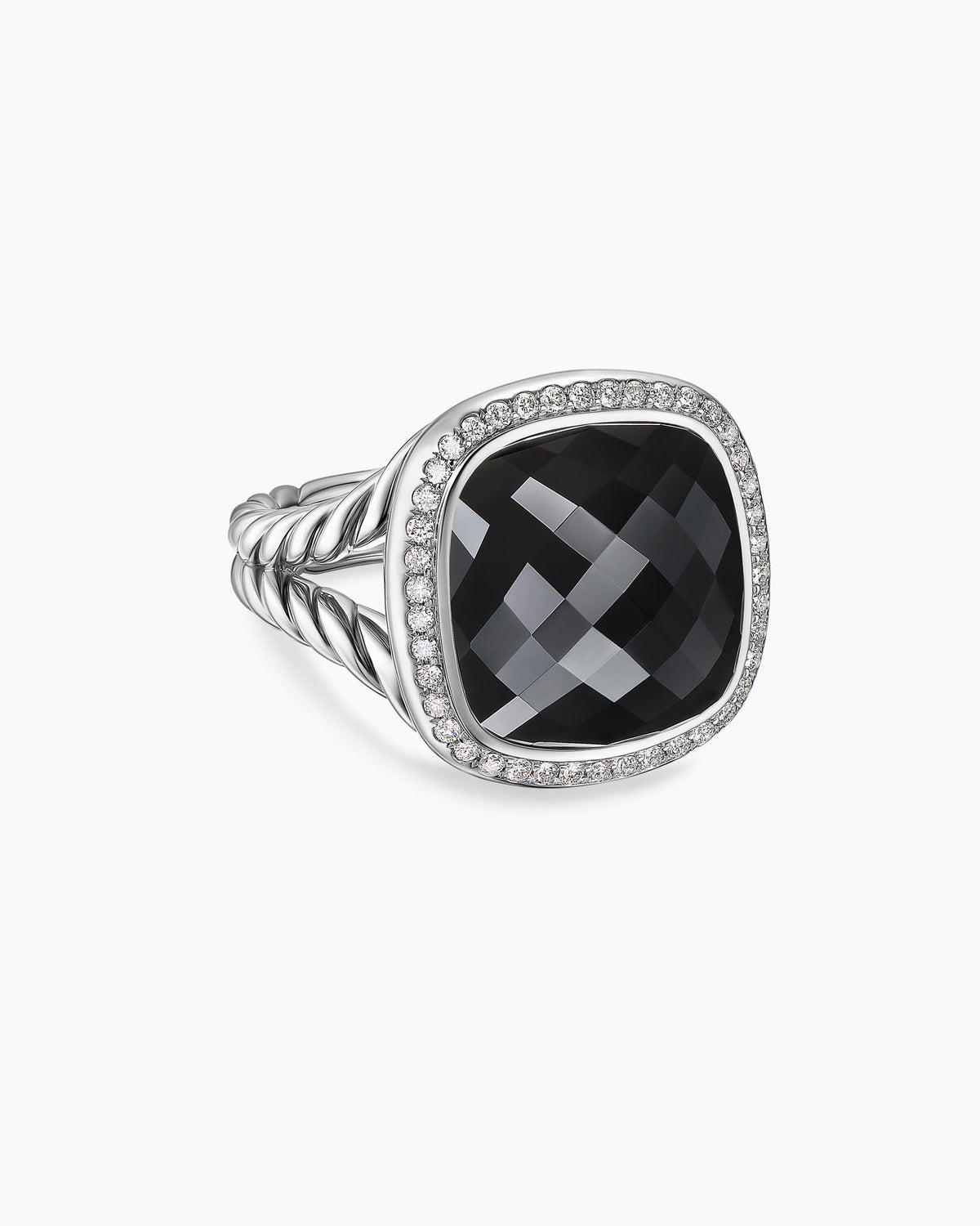 Albion® Ring in Sterling Silver with Black Onyx and Diamonds, 15mm