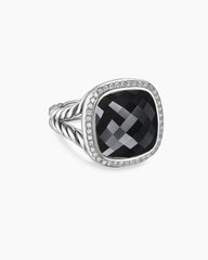 Albion® Ring in Sterling Silver with Black Onyx and Diamonds, 15mm