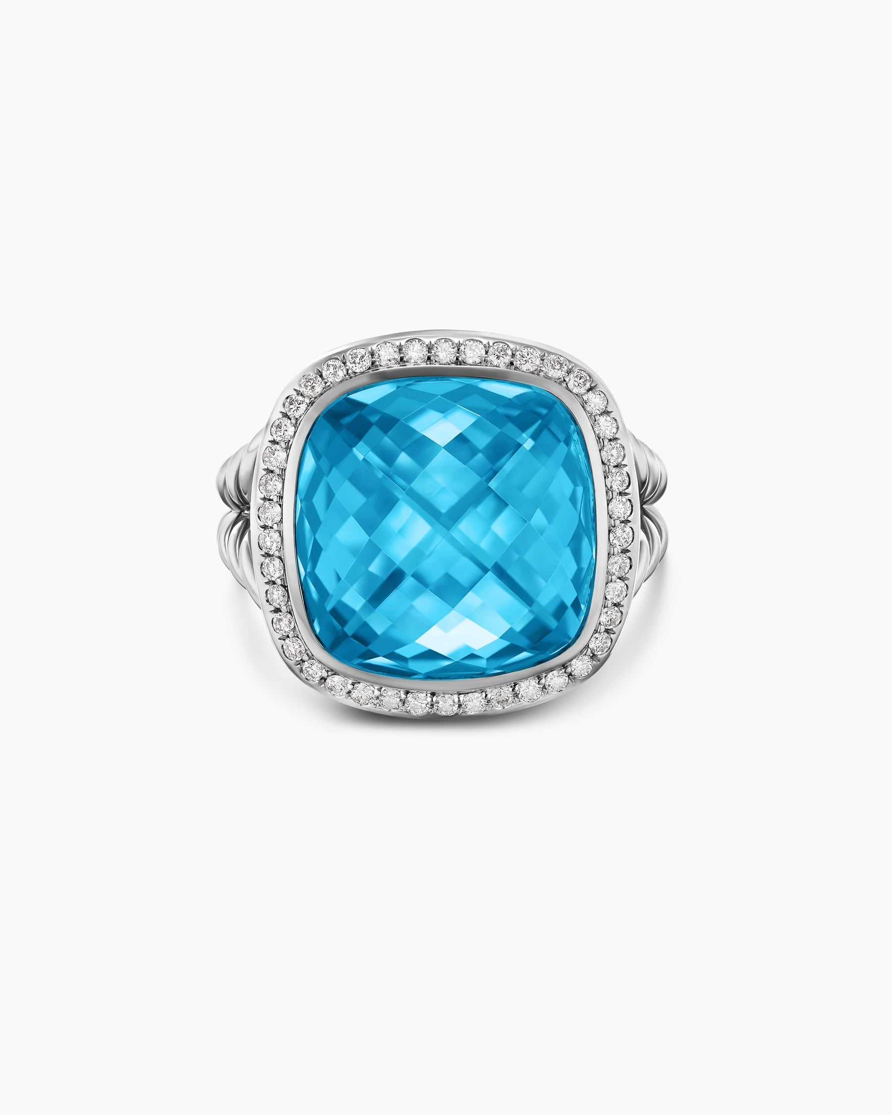 Albion® Ring in Sterling Silver with Blue Topaz and Diamonds, 15mm