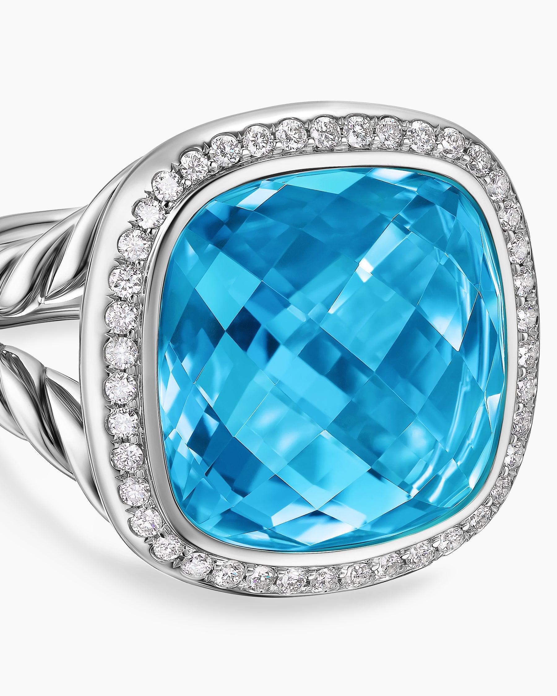 Albion® Ring in Sterling Silver with Blue Topaz and Diamonds, 15mm