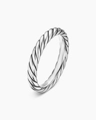 Cable Band Ring in Sterling Silver, 3.4mm