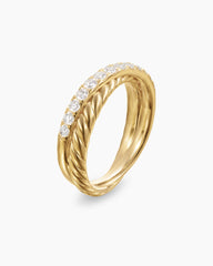 Crossover Two Row Ring in 18K Yellow Gold with Diamonds, 5mm