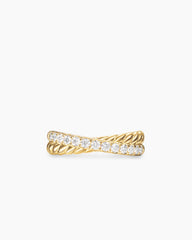 Crossover Two Row Ring in 18K Yellow Gold with Diamonds, 5mm