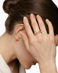 Crossover Two Row Ring in 18K Yellow Gold with Diamonds, 5mm