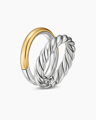 DY Mercer® Two Row Ring in Sterling Silver with 18K Yellow Gold, 8mm
