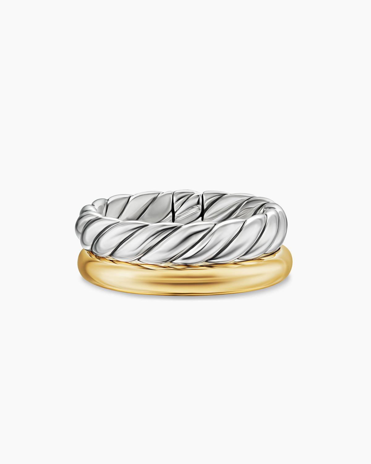 DY Mercer® Two Row Ring in Sterling Silver with 18K Yellow Gold, 8mm